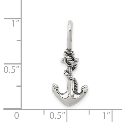 Sterling Silver Antiqued Anchor and Rope Pendant, 33 x 21mm