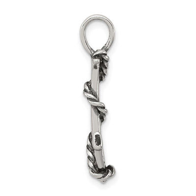Sterling Silver 3D Antiqued Anchor and Rope Pendant