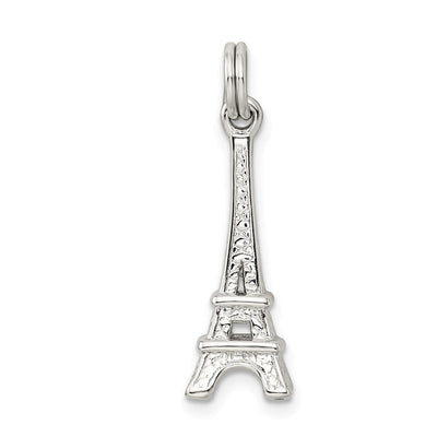 Sterling Silver Rhodium-plated Eiffel Tower Charm, 23 x 8mm