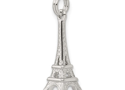 Sterling Silver Rhodium-plated Eiffel Tower Charm (Style QC5059)