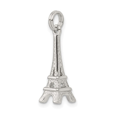 Sterling Silver Rhodium-plated Eiffel Tower Charm, 23 x 8mm