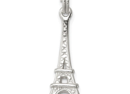 Sterling Silver Rhodium-plated Eiffel Tower Charm (Style QC5059)