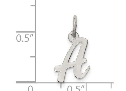 Sterling Silver Rhodium-plated Script Letter A Initial Charm (Style QC5080A)