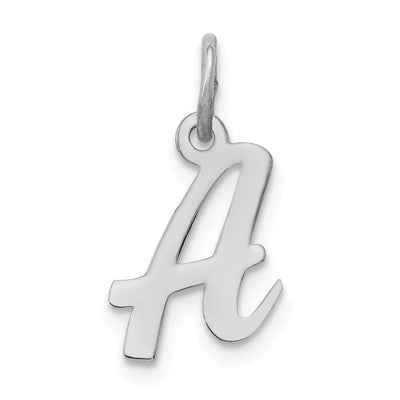 Sterling Silver Rhodium-plated Script Letter Initial Charm, 16 x 9mm