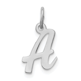Sterling Silver Rhodium-plated Script Letter A Initial Charm (Style QC5080A)