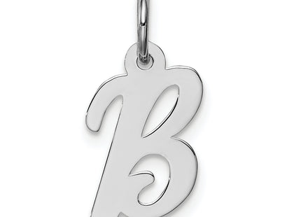Sterling Silver Rhodium-plated Script Letter Initial Charm (Small)