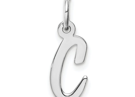 Sterling Silver Rhodium-plated Script Letter Initial Charm (Small)