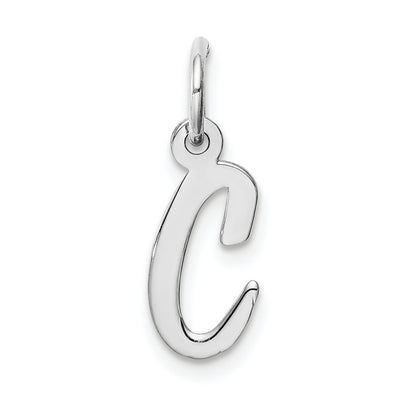 Sterling Silver Rhodium-plated Script Letter Initial Charm, 16 x 9mm