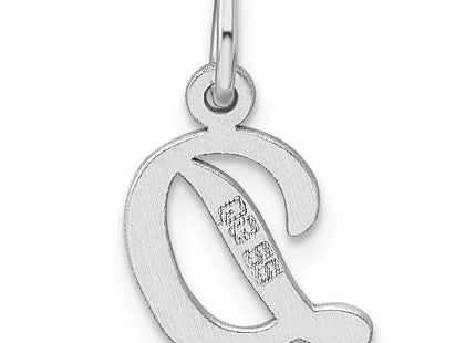 Sterling Silver Rhodium-plated Script Letter D Initial Charm (Style QC5080D)