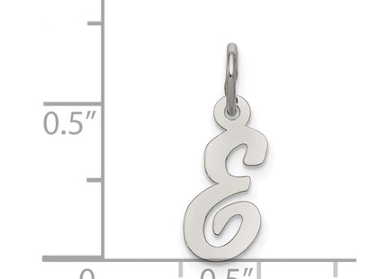 Sterling Silver Rhodium-plated Script Letter E Initial Charm (Style QC5080E)