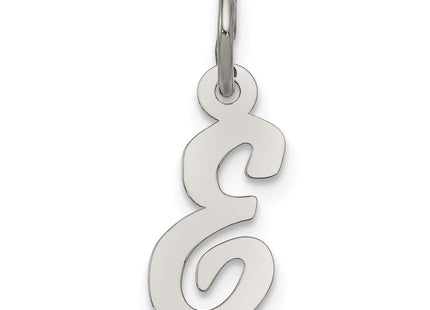 Sterling Silver Rhodium-plated Script Letter E Initial Charm (Style QC5080E)