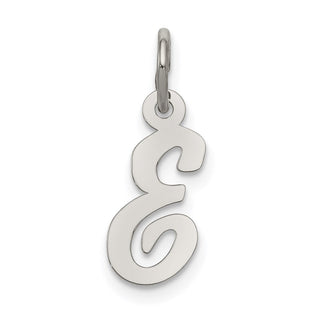 Sterling Silver Rhodium-plated Script Letter E Initial Charm (Style QC5080E)