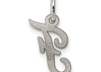 Sterling Silver Rhodium-plated Script Letter F Initial Charm (Style QC5080F)