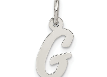 Sterling Silver Rhodium-plated Script Letter Initial Charm (Small)