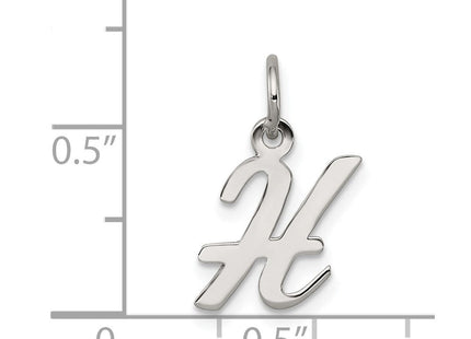 Sterling Silver Rhodium-plated Script Letter H Initial Charm (Style QC5080H)