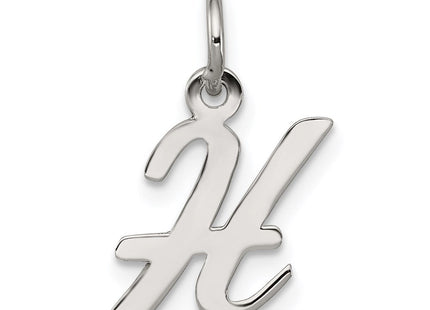 Sterling Silver Rhodium-plated Script Letter H Initial Charm (Style QC5080H)