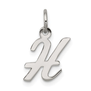 Sterling Silver Rhodium-plated Script Letter H Initial Charm (Style QC5080H)
