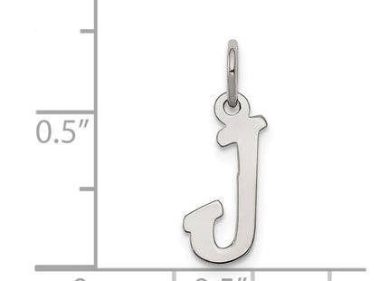 Sterling Silver Rhodium-plated Script Letter J Initial Charm (Style QC5080J)