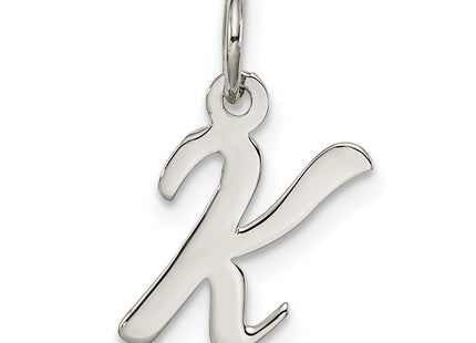 Sterling Silver Rhodium-plated Script Letter Initial Charm (Small)