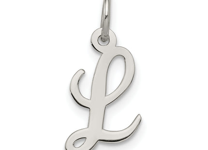 Sterling Silver Rhodium-plated Script Letter Initial Charm (Small)
