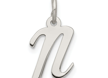 Sterling Silver Rhodium-plated Script Letter Initial Charm (Small)
