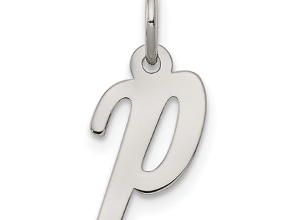 Sterling Silver Rhodium-plated Script Letter Initial Charm (Small)