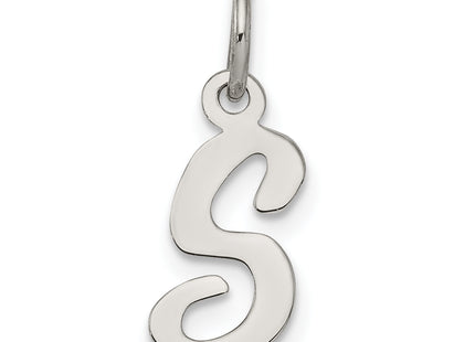 Sterling Silver Rhodium-plated Script Letter Initial Charm (Small)