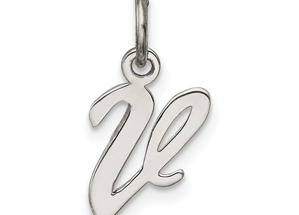 Sterling Silver Rhodium-plated Script Letter Initial Charm (Small)
