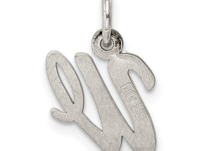 Sterling Silver Rhodium-plated Script Letter W Initial Charm (Style QC5080W)