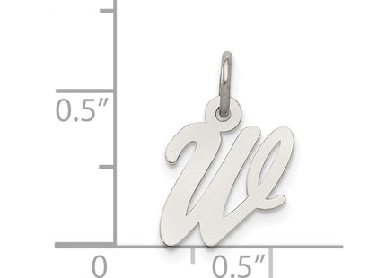 Sterling Silver Rhodium-plated Script Letter W Initial Charm (Style QC5080W)