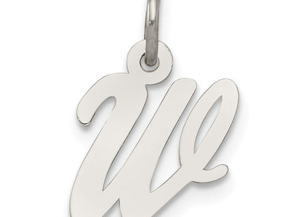 Sterling Silver Rhodium-plated Script Letter W Initial Charm (Style QC5080W)