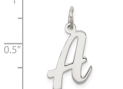 Sterling Silver Rhodium-plated Script Letter Initial Charm, 18 x 11mm