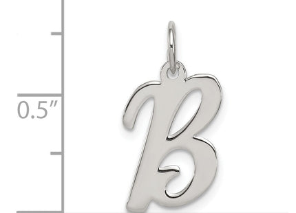 Sterling Silver Rhodium-plated Script Letter B Initial Charm (Style QC5082B)