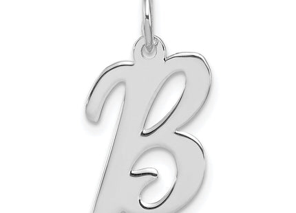 Sterling Silver Rhodium-plated Script Letter B Initial Charm (Style QC5082B)