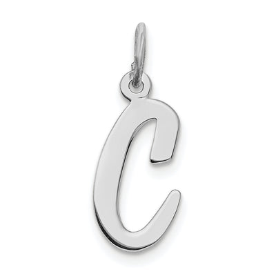 Sterling Silver Rhodium-plated Script Letter Initial Charm, 18 x 11mm