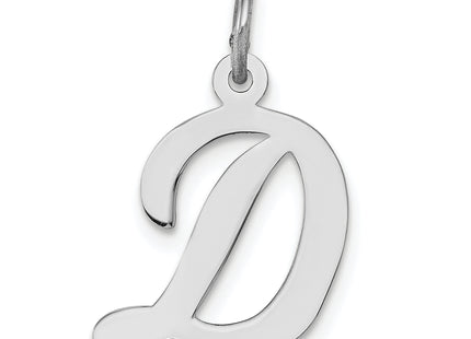 Sterling Silver Rhodium-plated Script Letter Initial Charm (Medium)