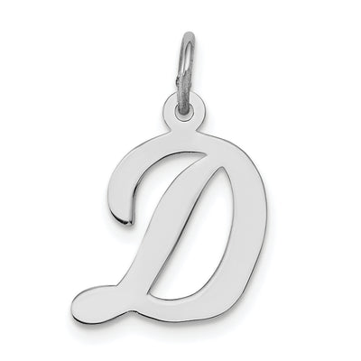 Sterling Silver Rhodium-plated Script Letter Initial Charm, 18 x 11mm