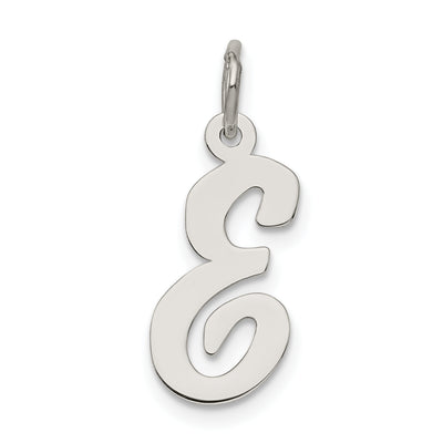 Sterling Silver Rhodium-plated Script Letter Initial Charm, 18 x 11mm