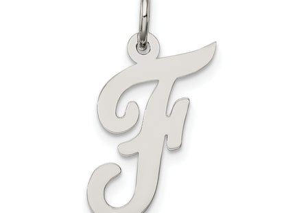 Sterling Silver Rhodium-plated Script Letter Initial Charm (Medium)
