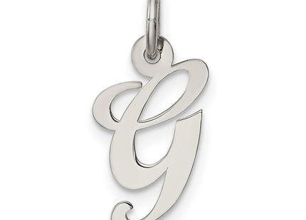 Sterling Silver Rhodium-plated Script Letter Initial Charm (Medium)