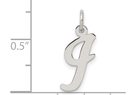 Sterling Silver Rhodium-plated Script Letter I Initial Charm (Style QC5082I)