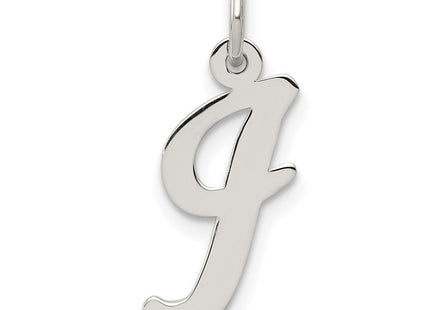 Sterling Silver Rhodium-plated Script Letter I Initial Charm (Style QC5082I)