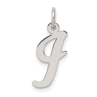 Sterling Silver Rhodium-plated Script Letter I Initial Charm (Style QC5082I)