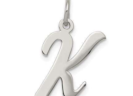 Sterling Silver Rhodium-plated Script Letter Initial Charm (Medium)