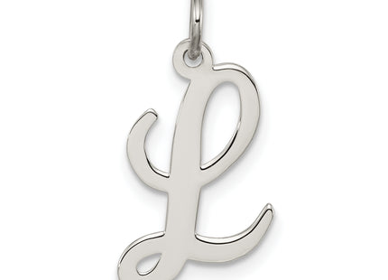 Sterling Silver Rhodium-plated Script Letter Initial Charm (Medium)