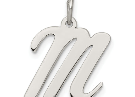Sterling Silver Rhodium-plated Script Letter Initial Charm (Medium)