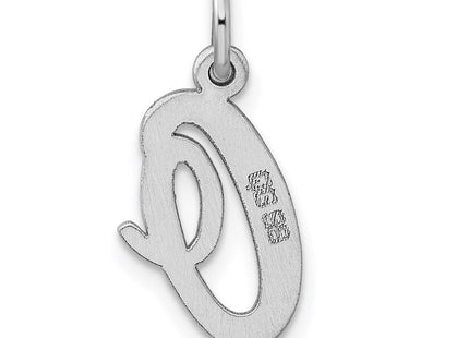 Sterling Silver Rhodium-plated Script Letter O Initial Charm (Style QC5082O)