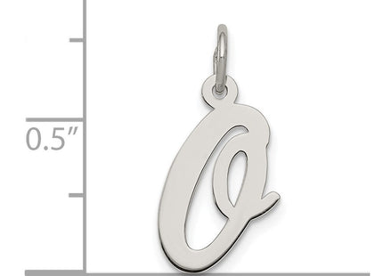 Sterling Silver Rhodium-plated Script Letter O Initial Charm (Style QC5082O)