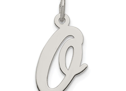 Sterling Silver Rhodium-plated Script Letter O Initial Charm (Style QC5082O)