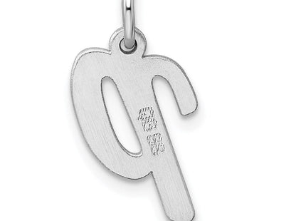 Sterling Silver Rhodium-plated Script Letter P Initial Charm (Style QC5082P)